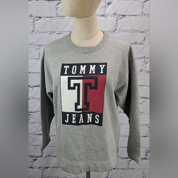 Tommy Hilfiger Sweaters - Tommy Hilfiger Tommy Jeans Women's Sweater Vintage 90s Y2K Spell Out Gray Medium